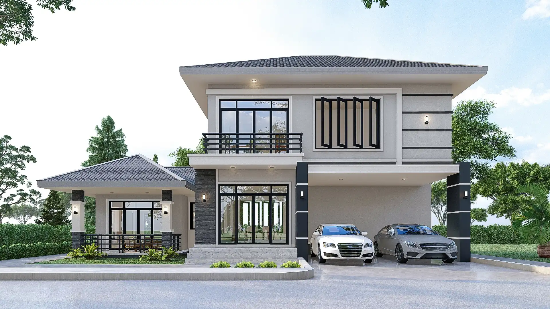 บ้านพักสองชั้นคอนเทมโพรารี่